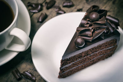 Close-up of coffee served on table