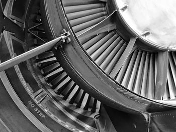 Close-up of jet engine turbine blades