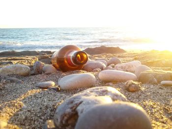 Close-up of pebbles on beach