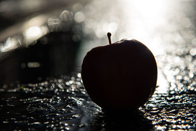 Close-up of apple in water