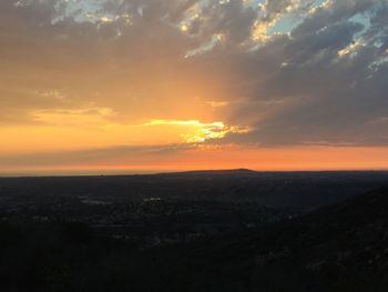 Scenic view of landscape against sky at sunset