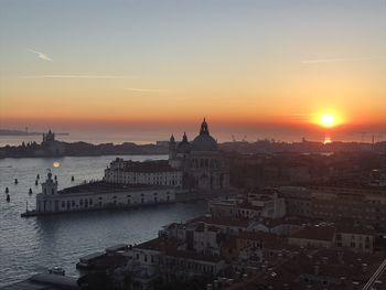 View of cityscape at sunset