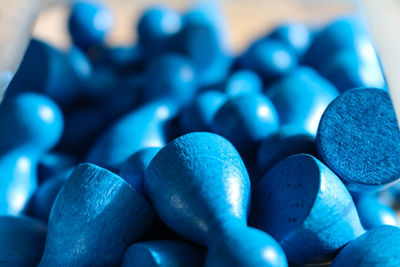 Close-up of blue colored pencils