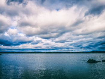 Scenic view of sea against cloudy sky