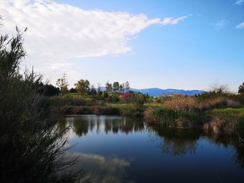 Scenic view of lake against sky