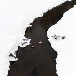 Close-up of snow covered man against sky