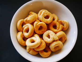 High angle view of breakfast on table