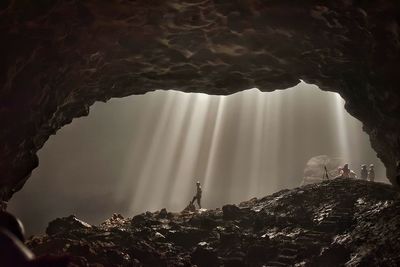 Low angle view of rock formation in cave