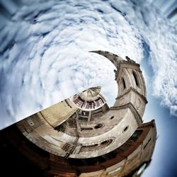 Low angle view of statue against sky