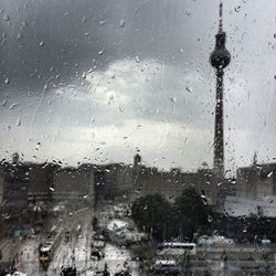 Close-up of water drops on glass