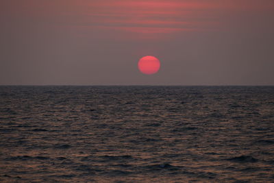 Scenic view of sea against clear sky during sunset