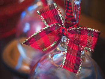 Close-up of tied bow on bauble