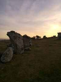 Scenic view of landscape against sky during sunset