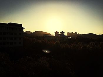 View of buildings against clear sky