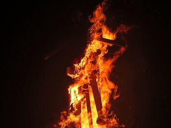 Close-up of bonfire at night