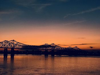 Bridge over river during sunset