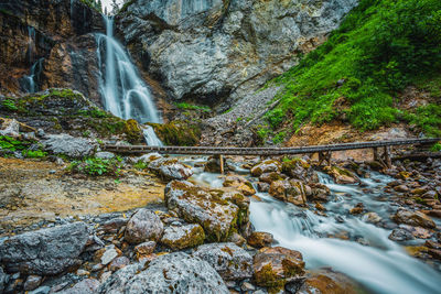 Stierlochbach waterfall. wild river landscape in austrian alps.