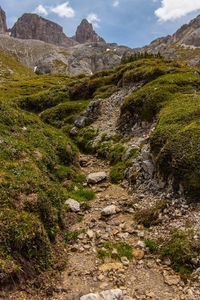 High angle view of winding road on mountain