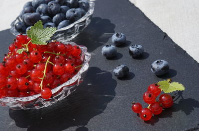 High angle view of fruits on table