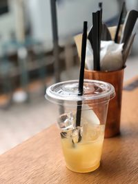 Close-up of drink on table