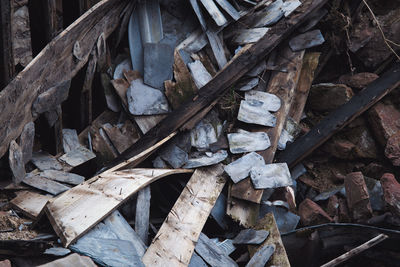 Close-up of abandoned car