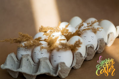 Close-up of christmas decorations on table