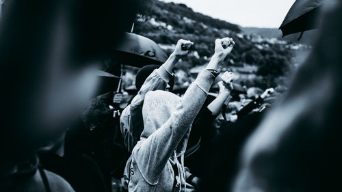 Young people displaying power 