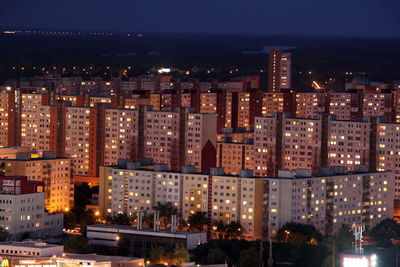 High angle shot of cityscape at night