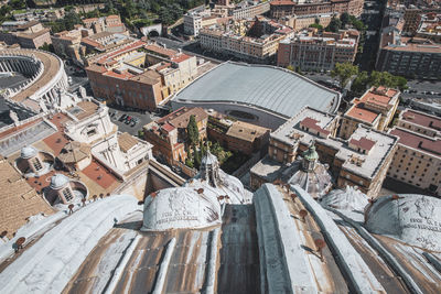 High angle view of buildings in city