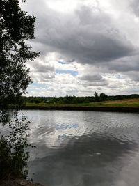 Scenic view of lake against sky