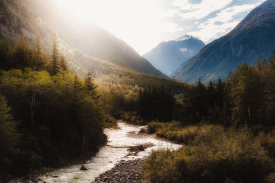 Scenic view of mountains against sky