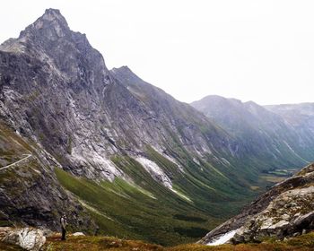 Scenic view of mountains against clear sky