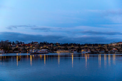 River by buildings against sky in city