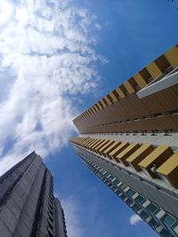 Low angle view of modern buildings against sky