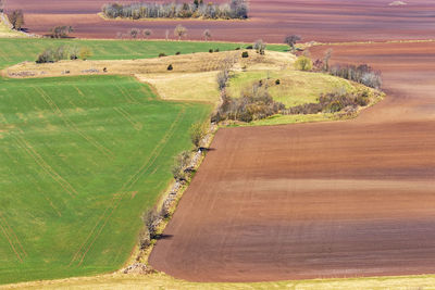 Beautiful landscape view with fields in spring