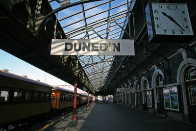 Information sign on railroad station platform