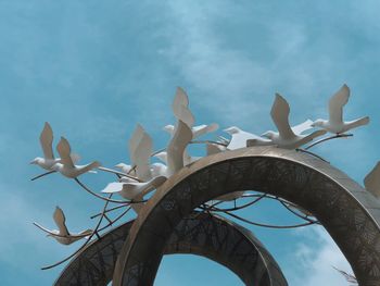 Low angle view of birds against sky