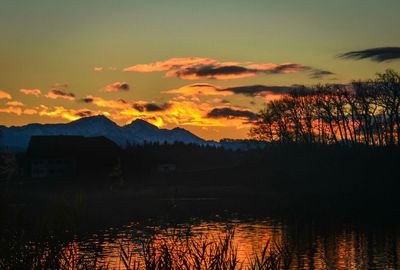 Sunset over lake