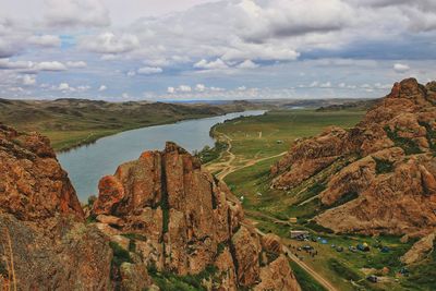 Scenic view of mountains against sky