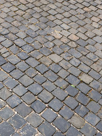 High angle view of cobblestone street