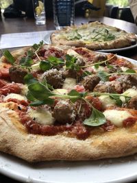 Close-up of pizza on table