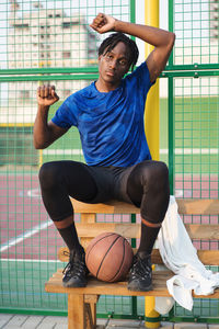 Portrait of the black man with the basketball