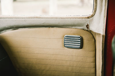 Close-up of vintage car door