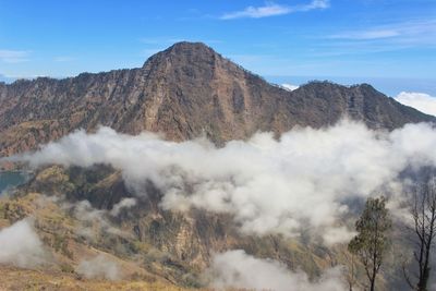 Scenic view of majestic mountains against sky