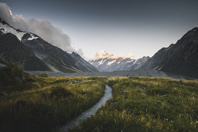 Scenic view of mountains against clear sky