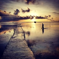 Scenic view of sea during sunset