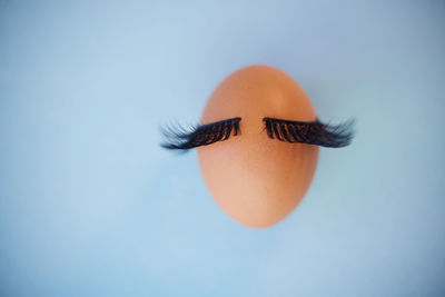 High angle view of woman against white background