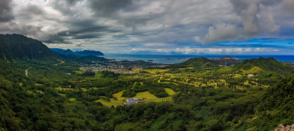 High angle view of landscape against sky