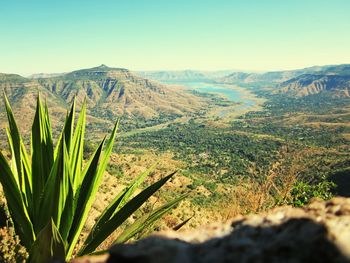 Scenic view of landscape against clear sky