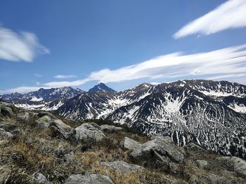 Scenic view of snowcapped mountains against sky tatras poland